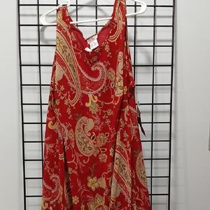 Red Paisley Sleeveless Dress